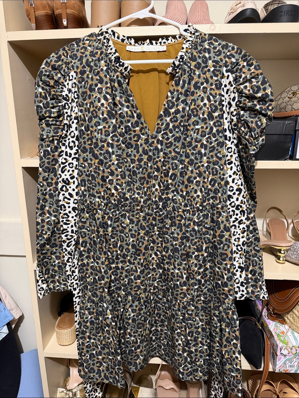 Leopard Print Puff Sleeve Dress - Marie Oliver